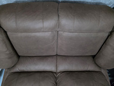 Harveys 2 Seater Sofa Chocolate Brown Suede Pad Arms Modern 142x75x103