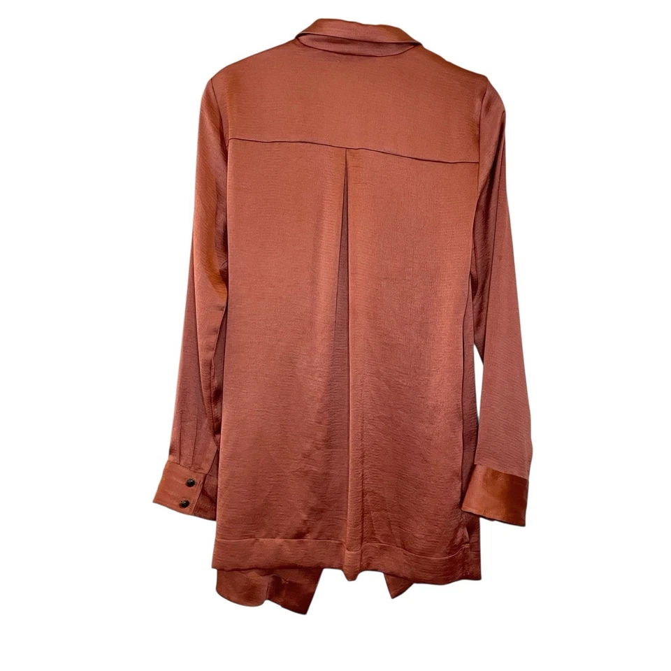 Anthropologie Moulinette Soeurs Cinnamon Long Sleeve Chic Satin Wrap Top Size S - Image 3 of 4