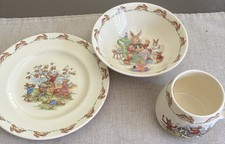 VTG Royal Doulton Bunnykins 3-Piece Child  s Dinner Set Plate Bowl Mug FINE COND