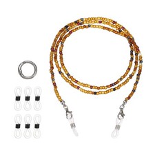 Stylish Eyeglasses Chain for Woman with Anti-slip Loops, Brown-Black