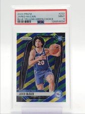 JARED MCCAIN 2024-25 PRIZM ROOKIE BLUE YELLOW GREEN CHOICE RC PSA 9 Q0481
