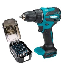 Makita DHP490Z 18v LXT Cordless Brushless Combi Drill Body + E-03084 BIT SET