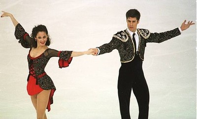 Elizabeth Punsalan Jerod Swallow USA after their ice dance portion- Old Photo