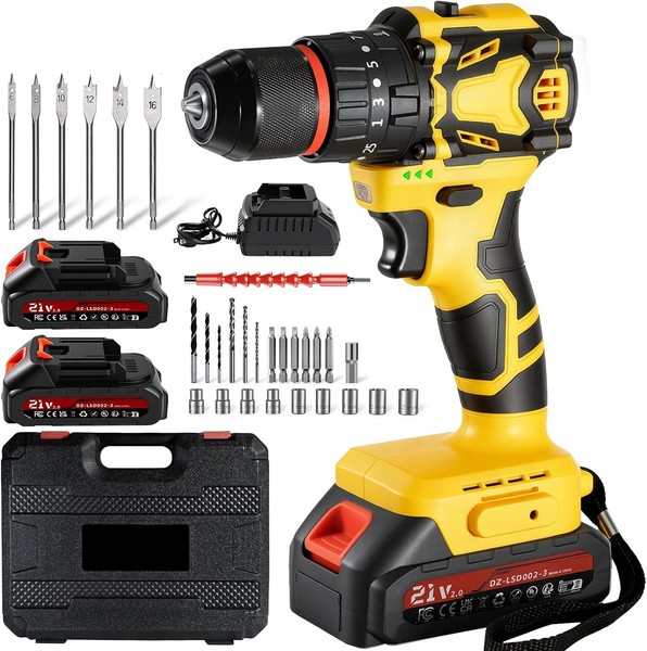 Akkuschrauber 21V BüRstenlos 2 Akkus 2.0Ah 70 Nm 25+3 Drehmomentstufen LED-image