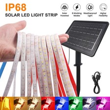 Solar Powered LED Strip Lights Outdoor Garden Tape Rope Light IP68 Waterproof