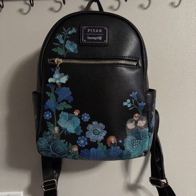 Loungefly Disney Brave mini backpack Merida And Family Botanical Black Teal Flor