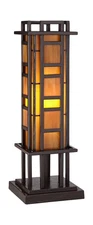 Robert Louis Tiffany Prairie Style Mission Rustic Pillar Accent Table Lamp Br...