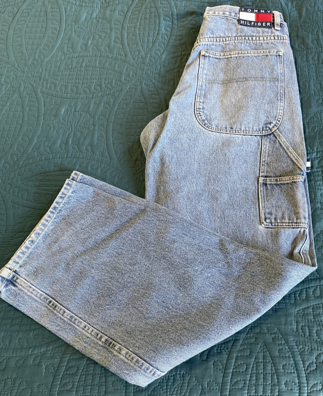 Vintage Y2K Tommy Hilfiger Carpenter Style Denim Jeans Size 34x32 Blue