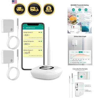 #ad WiFi Thermometer Freezer Alarm Email Alert App Notification Data Record Ex... $111.22