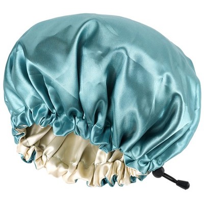 CHORHA Satin Sleep Cap, Double-Sided Adjustable Bonnet Cap (GREEN) 1-2, Green 