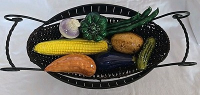 Ceramic Vegetables 8 Count With Wire Basket.  SKU01
