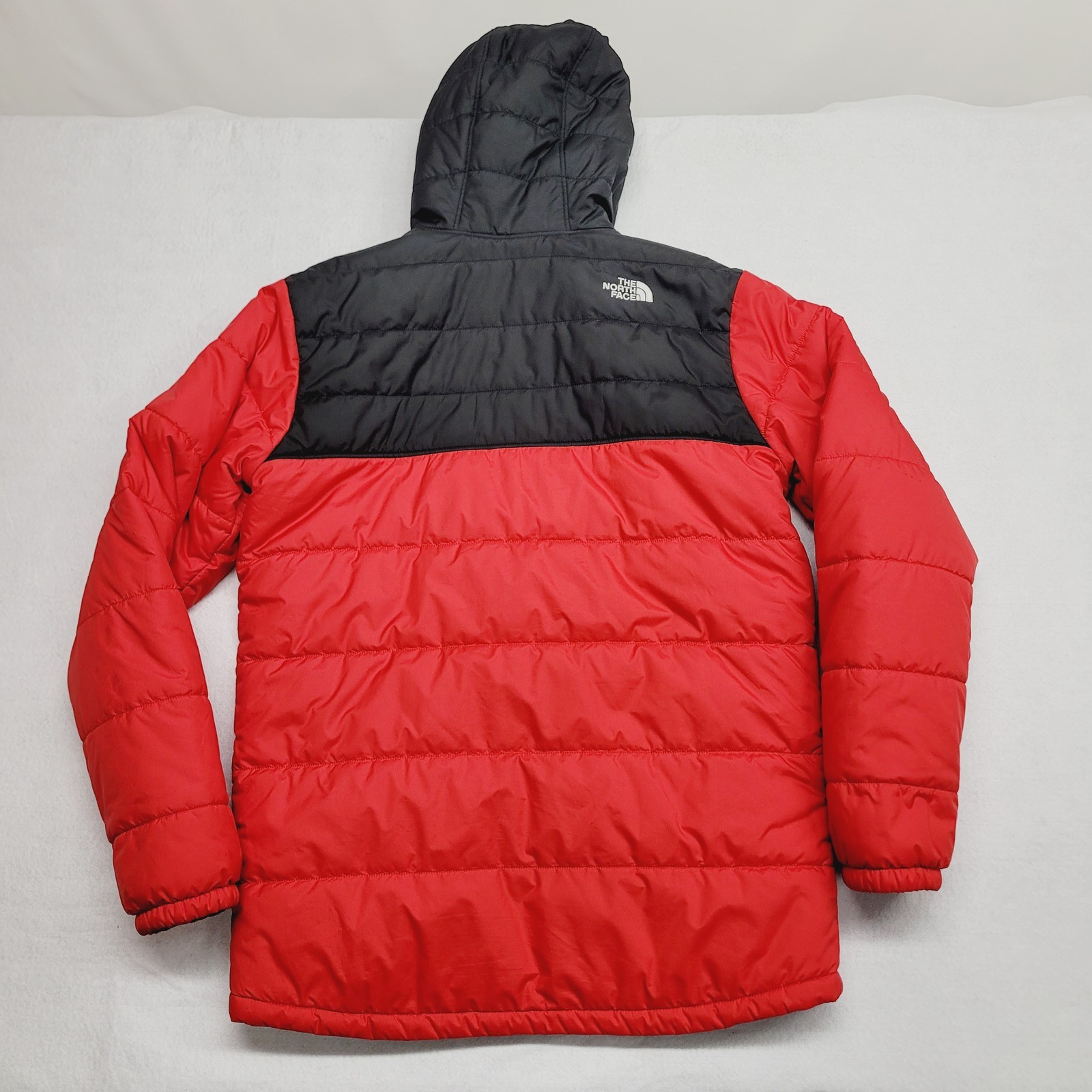 The North Face Women's Size Large Hooded Puffer Jacket Sherpa Fur Lining Red thumbnail 4