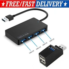 USB 3.0 4 Port Hub Splitter For PC Mac MacBook Notebook Laptop Desktop Portable
