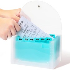 H4D Coupon Receipt Holder, 13 Pocket Accordion File Folder, size, Teal