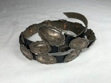 WONDERFUL OLD NATIVE AMERICAN PETITE STERLING SILVER CONCHO BELT 43 1/2" LONG