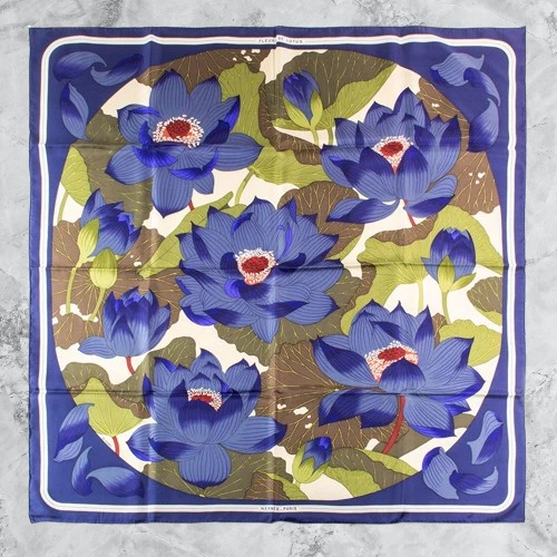 Hermes Fleurs De Lotus Scarf for sale | eBay