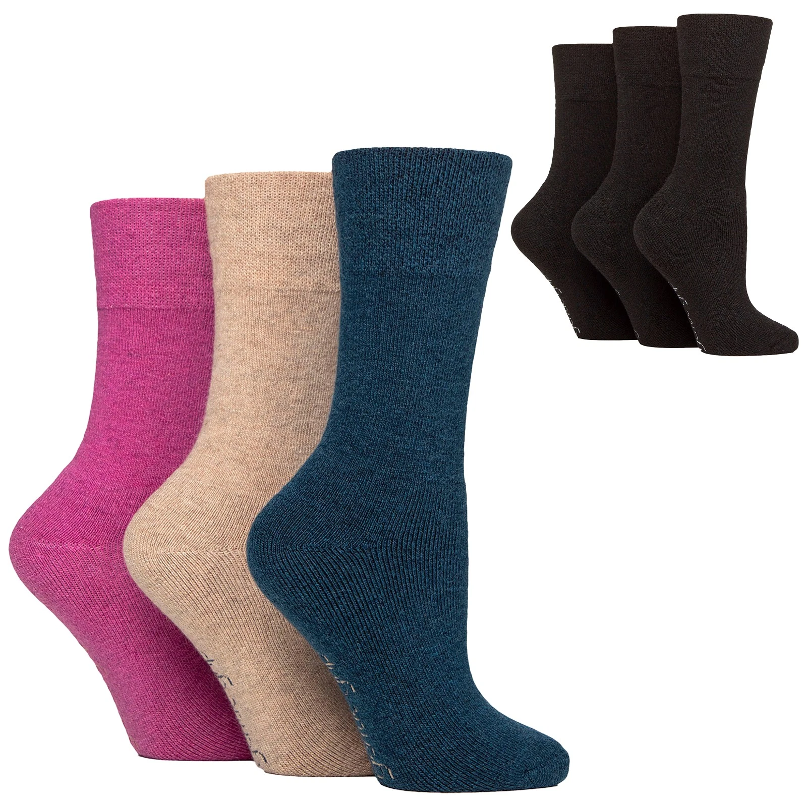 Gentle Grip - 3 Pack Women's Wool Boot Socks Warm Cushioned Hiking Crew