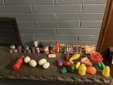VTG Fisher price Kids Fake Food Vegetables Can Food Lot 40 Plus