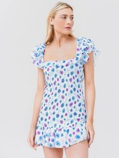 Love Shack Fancy Kodie Dress XS Pastel Floral Smocked Ruffle Mini Romantic Dress
