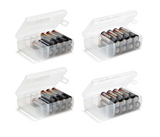 GlossyEnd 4pk AA & AAA Battery Storage Box Case Organizer Charger Holder