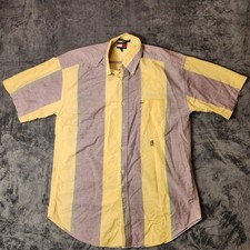 Vintage 90s Tommy Hilfiger Mens Short Sleeve Striped Button Down Shirt Size M