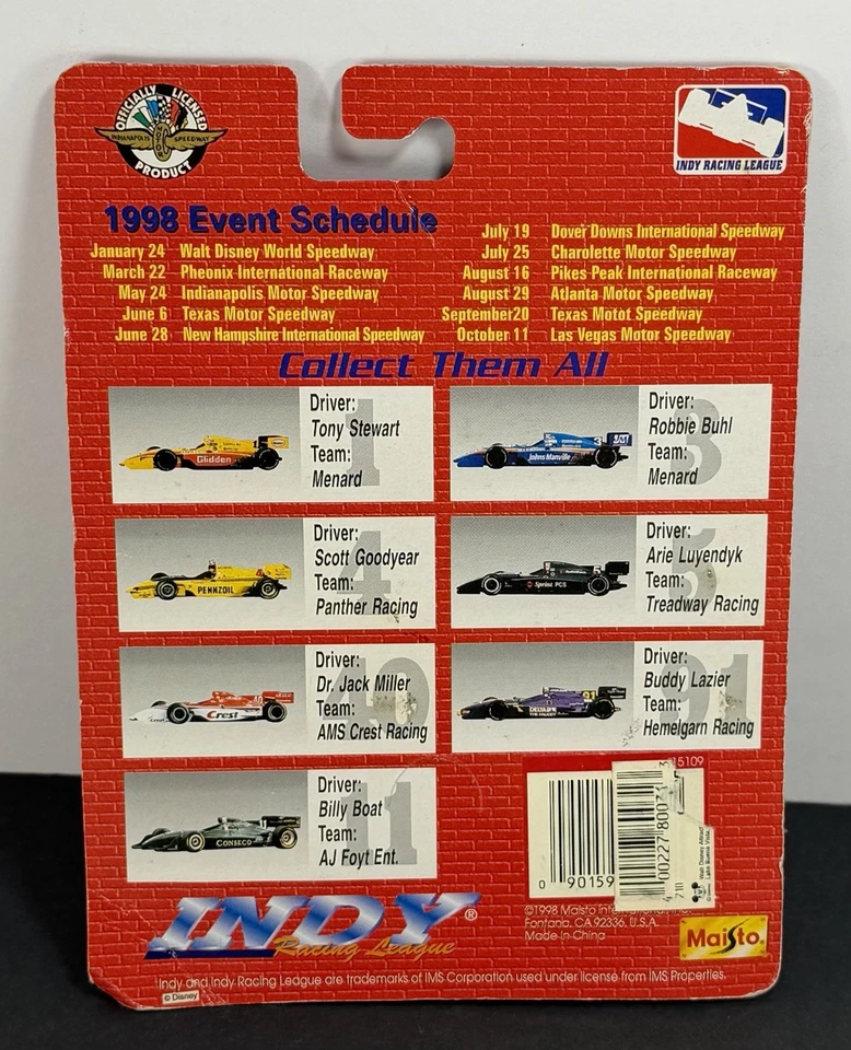 Maisto 1998 INDY Racing League Series #99 Greg Moore 1/20,000 Limited Edition - Image 2 of 4