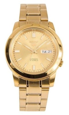 Seiko 5 Gold Tone Stainless Steel Gold Zifferblatt 21 Jewels SNKK20K1 Herrenuhr