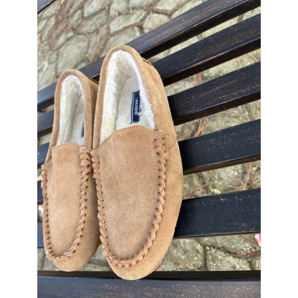 Zapatillas mocasín de gamuza Lands' End para mujer - forradas de felpa, zapatos cómodos Foto 3 de 4