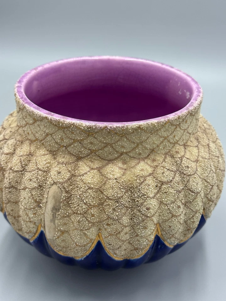 Antigua maceta de mayólica azul cobalto Thomas Forestor & Sons del siglo XIX de 6"" Foto 4 de 4