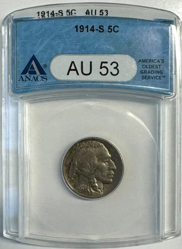 1914-S Buffalo Nickel, AU 53 ANACS, NR.