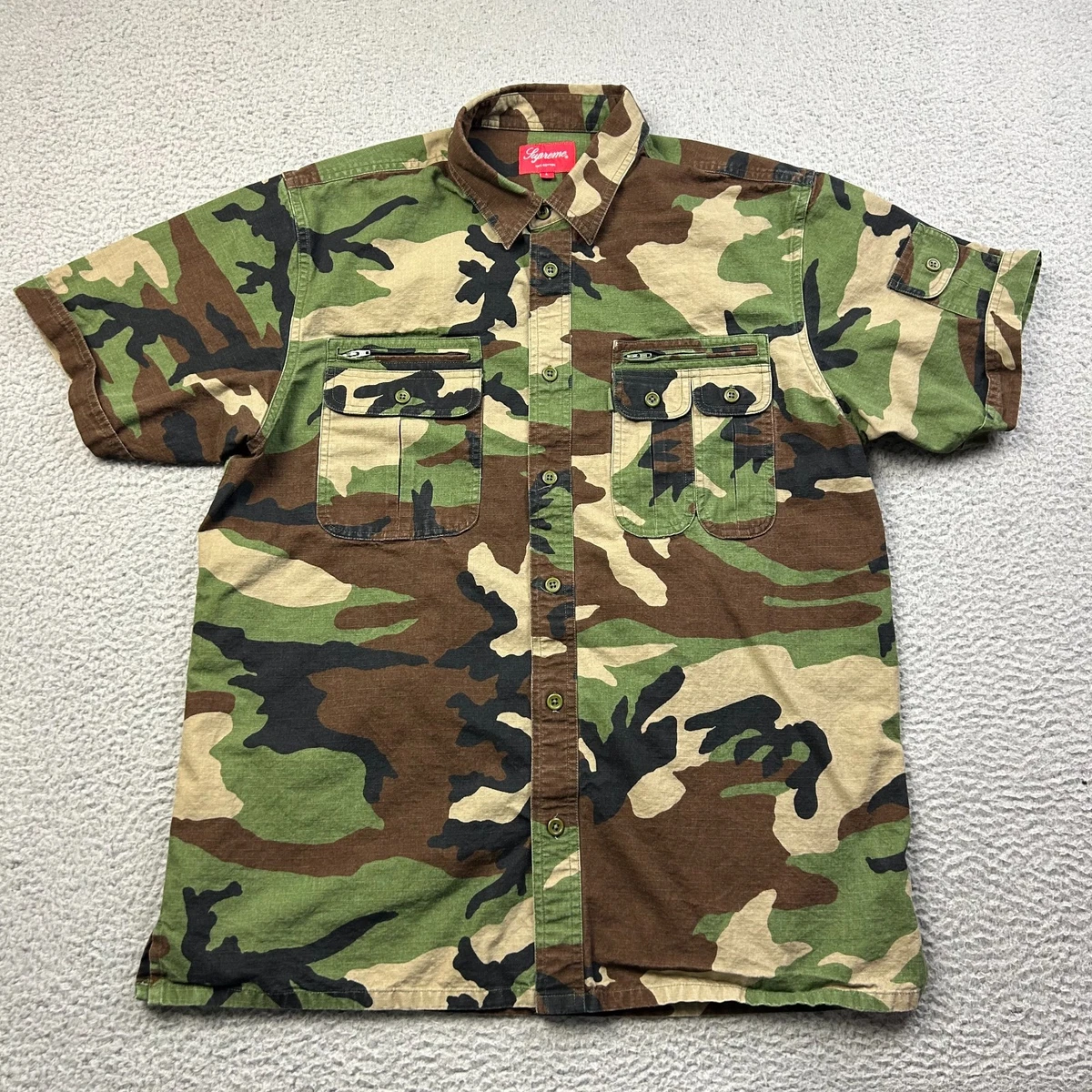 Supreme Cotton Camouflage Casual Button-Down Shirts for Men for