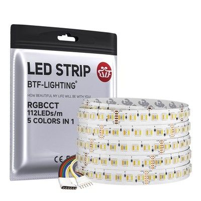 Highest Density RGBCCT 5 Colors LED 5050SMD RGB+ Tunable 16.4ft DC24V 12mm