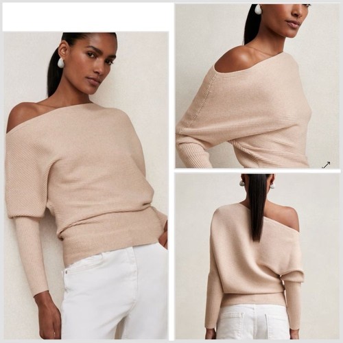 Reiss Lorna Asymmetric Knitted Ribbed Slim-fit Sleeves And Waistline Size M