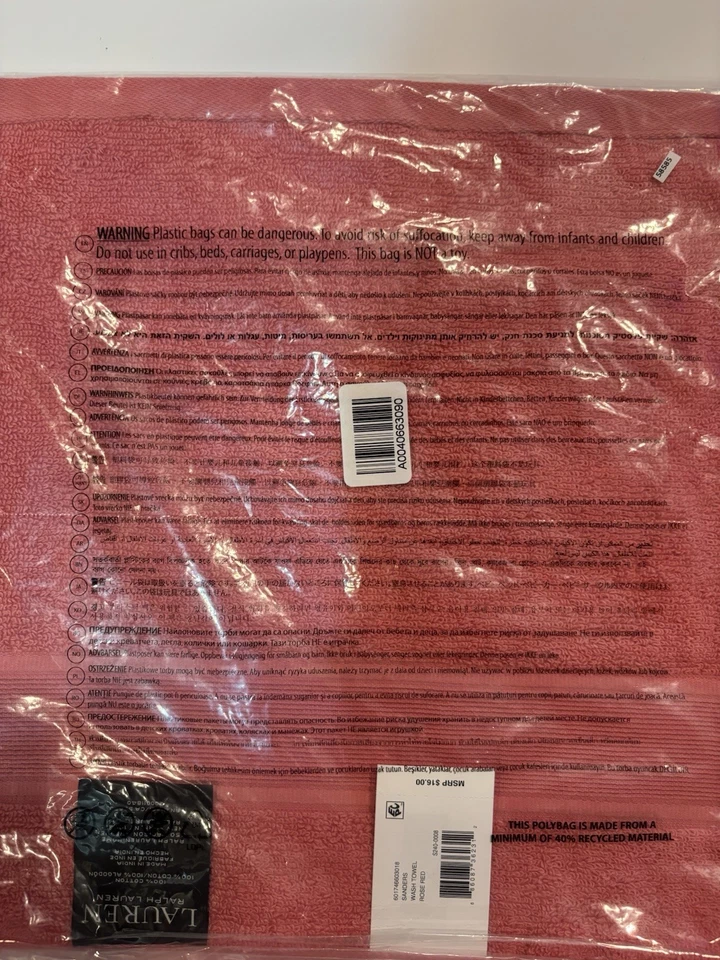 Juego de 2 trapos de lavado Polo Ralph Lauren - rojo rosa Foto 4 de 4