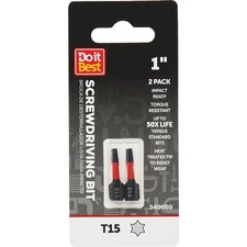 Do it Best 1 In. T15 Torx  Ready Screwdriver Bit (2-Pack) QJDIB-SC-025 SIM