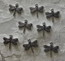 8 piece dragonfly insect fly double sided metal charm pendant diy jewelry making