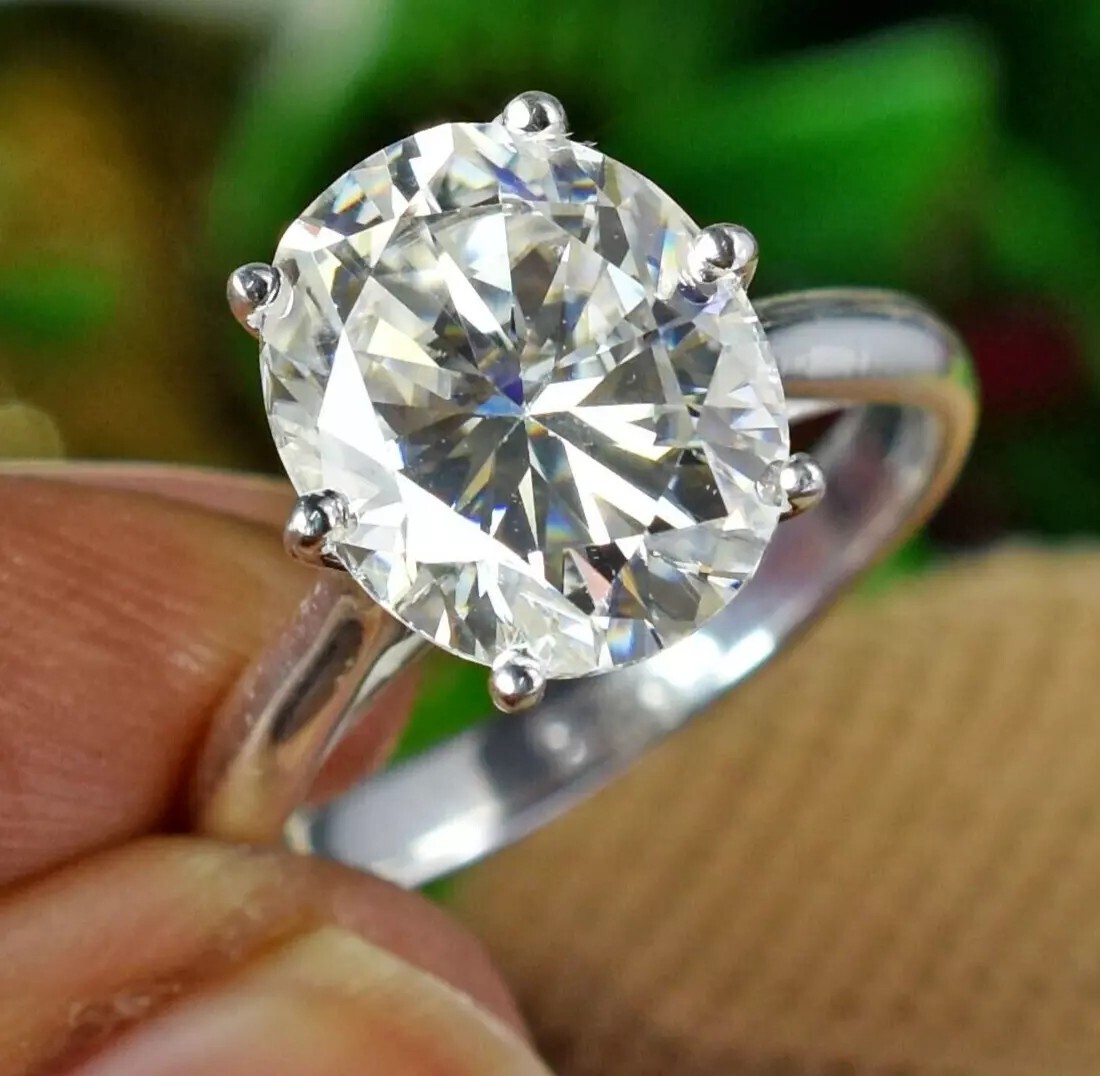 10 Ct White Treated Diamond Ring Oval Shape Color F Certified Christmas  Gift