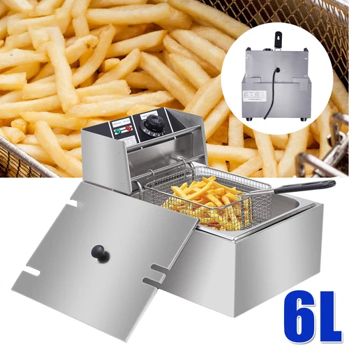 6L Elektrische Fritteuse Elektro Friteuse Edelstahl Fritteuse Küchengeräte DE - Bild 2 von 15