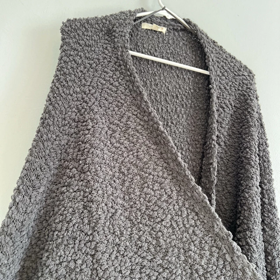 Umgee Womens Open Front Cardigan Gray Sz XL Popcorn Dolman Sleeve Pocket Boho - Image 3 of 4