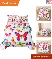 Elegant 6-Piece Microfiber Butterfly Bedding Set - Queen Size with Pillow Covers