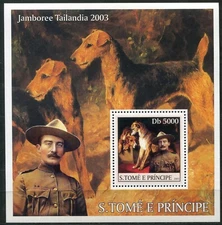 SAO TOME_047 2003 dogs scouts FAUNA SHEET MNH
