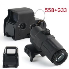 Red Green Dot Sight Scope 558 Tactical Holographic Hunting G33 3x Magnifier