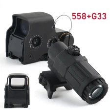 Red Green Dot Sight Scope 558 Tactical Holographic Hunting & G33 3x Magnifier