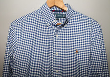 Ralph Lauren Blue Gingham Check Button Down Shirt S Preppy Classic Fit Twill