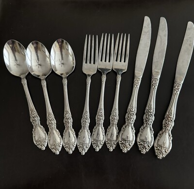 Oneida WORDSWORTH Stainless Flatware 9 Pieces Spoon Fork Knife