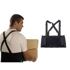 FASCIA CINTURA LOMBARE CON BRETELLE E STECCHE NEOPRENE PANCERA SUPPORTO LAVORO