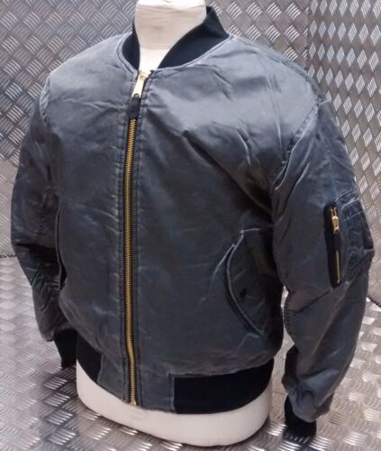 MA1 US Military Style Bomber Jacket MOD/Scooter/Bikers Black Stone Washed - NEW - 第 1/8 張圖片