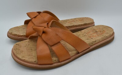 Kork Ease Womens Size 7 Brigit Light Orange Full Grain Leather Slip On Sandals