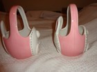 lot of 2 ceramic rabbit baskets, pink and white — photo 2