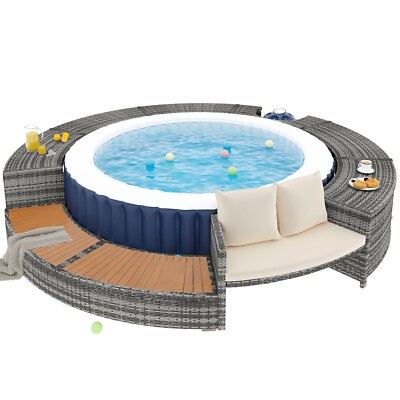 Poolumrandung Poolverkleidung Whirlpool Umrandung Polyrattan Rund Innen 203 cm